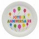 10 bunte Pappteller "Joyeux Anniversaire", ø 23 cm