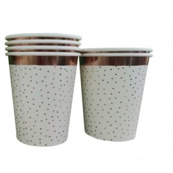6 Gobelets en carton à pois rose gold