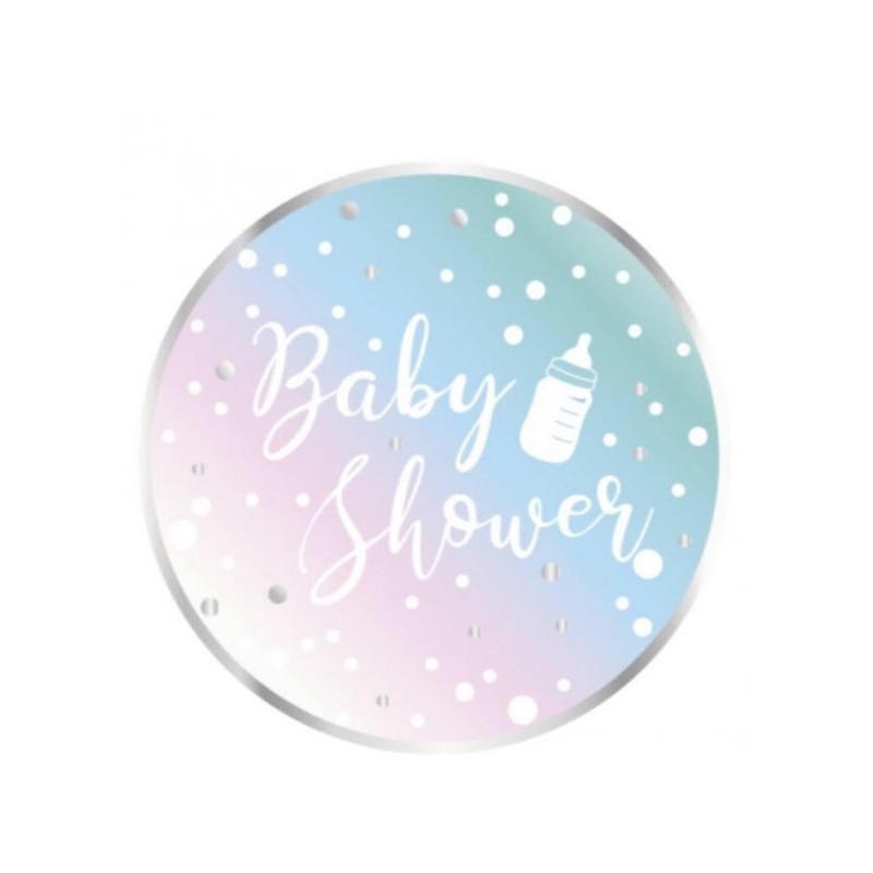 8 Assiettes Baby Shower en carton, Ø 23cm