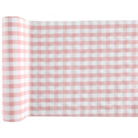 Chemin de table Vichy, rose, 26 cm x 3 mètres