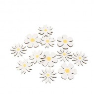 12 Confetti Margherite in legno, bianche e gialle, Ø 3,3cm