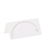 10 segnaposto Purezza bianchi e oro 8 x 4 cm