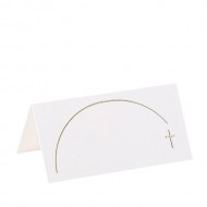 10 weiß-goldene Purity-Tischkarten 8 x 4 cm