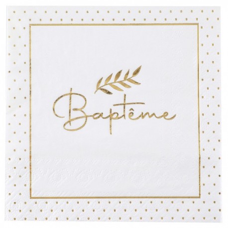 20 Serviettes " Baptême, 33x33 cm, 3plis