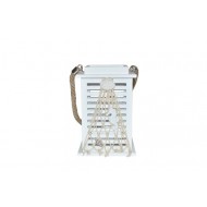1 lanterna marittima, 8,5x8,5x13,5 cm, legno bianco.