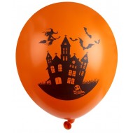 6 Halloween-Spukhaus-Luftballons Ø 30 cm