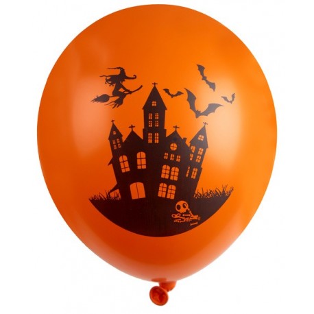6 Halloween-Spukhaus-Luftballons Ø 30 cm