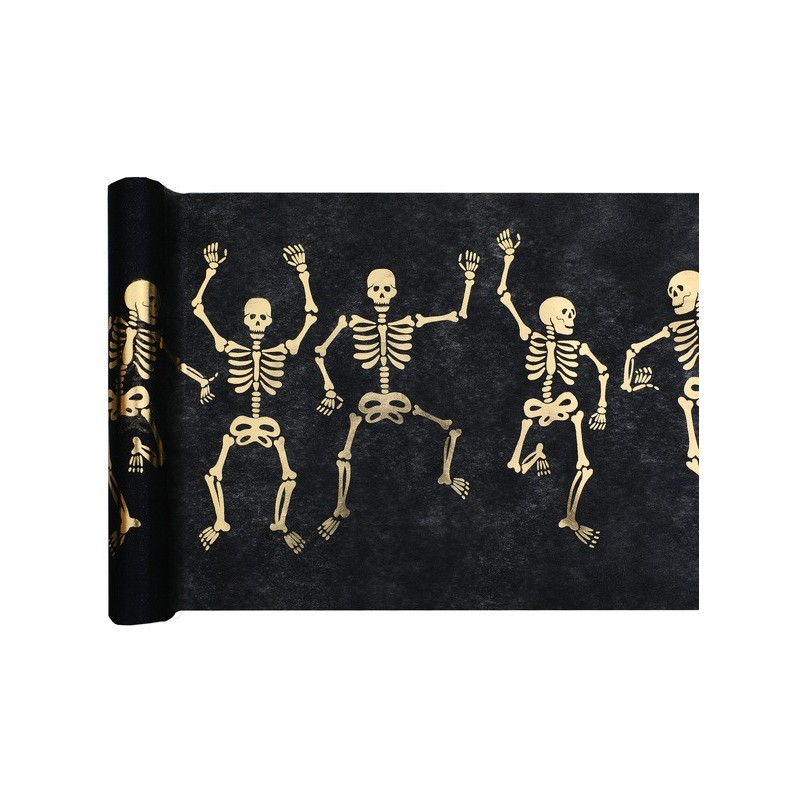 1 Runner da tavolo, scheletro di Halloween, 5m x 30cm