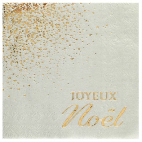 10 Serviettes " Joyeux Noël" Scintillant, 33x33cm