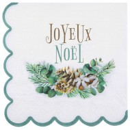20 Serviettes " Joyeux Noël" , 33x33cm, 3plis