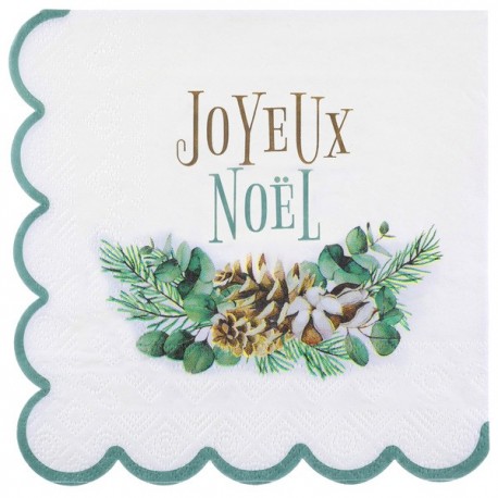 20 Servietten „Joyeux Noël“, 33x33cm, 3-lagig