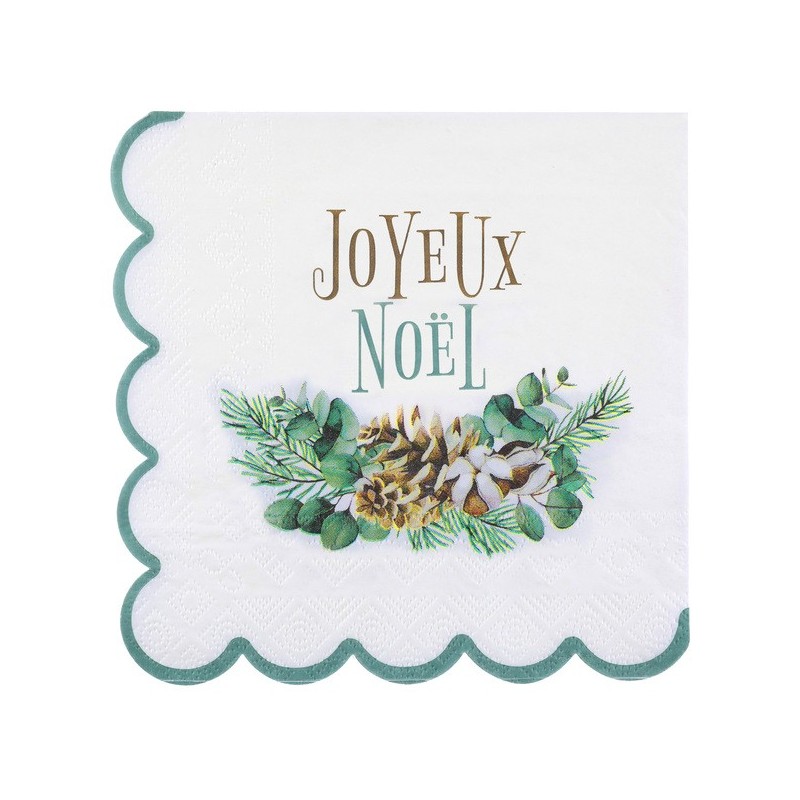 20 Servietten „Joyeux Noël“, 33x33cm, 3-lagig