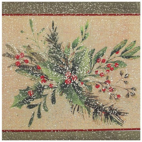 10 Glitzer-Holly-Papierservietten, 3-lagig, 33 x 33 cm