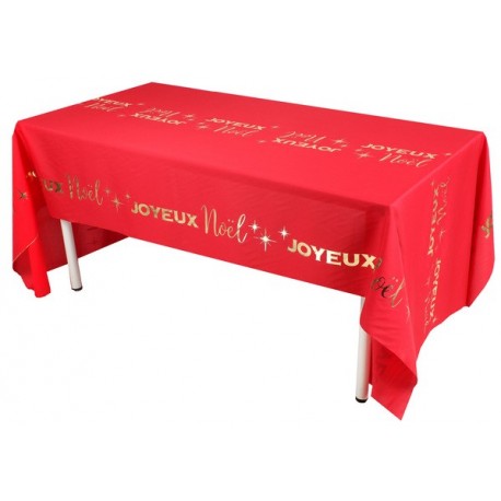 1 Tischdecke „Joyeux Noël“ chic, 1,42 x 2,56 m rot