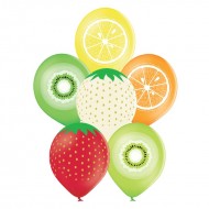 6 ballons fruits latex naturel 30cm