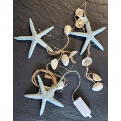 1 LED-Girlande mit Seesternen und Keramikmuscheln 108 cm
