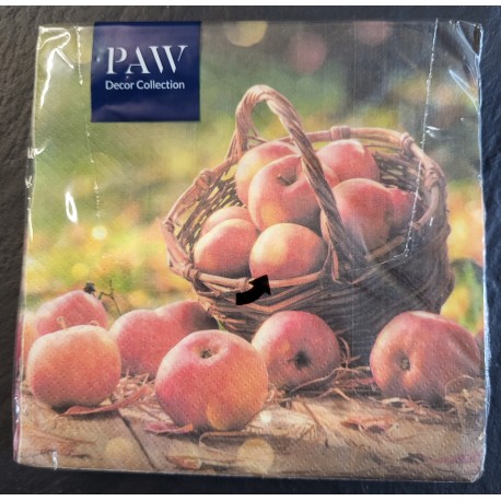 20 Serviettes en papier pommes d'automne, 3plis, 33x33 c