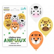 6 Ballons latex Animaux Ø 30cm