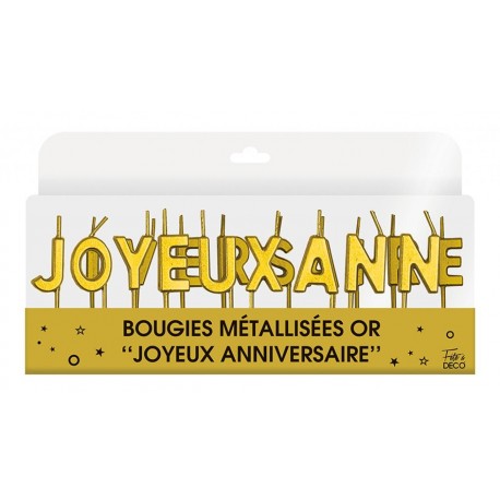 Bougie métallisées "Joyeux Anniversaire"