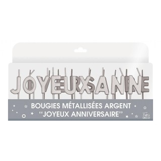 Candela metallica “Joyeux Anniversaire” oro