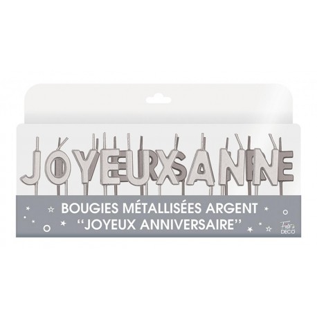 Bougie métallisées "Joyeux Anniversaire"