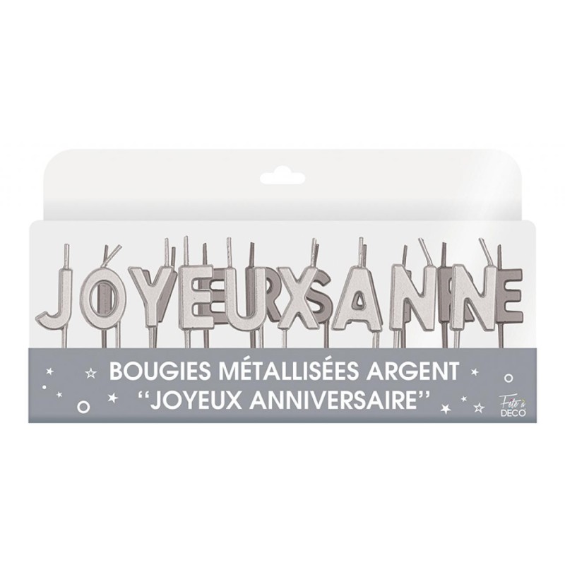 Candela metallica “Joyeux Anniversaire” oro