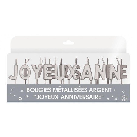 Candela metallica “Joyeux Anniversaire” oro