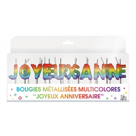 Bougie métallisées "Joyeux Anniversaire"