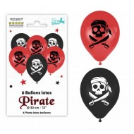 6 Ballons latex Pirate Ø 30cm