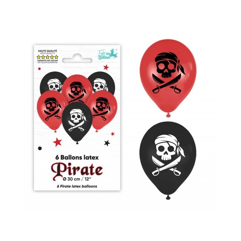 6 Ballons latex Pirate Ø 30cm