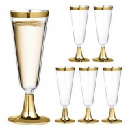 6 Flûtes à champagne 18cl, pied et bord doré