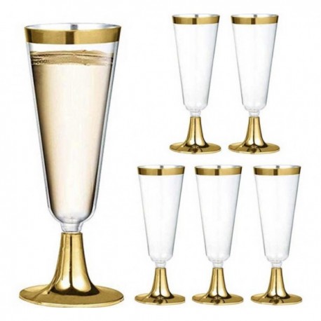 6 flute di champagne 18cl, pied e bord doré