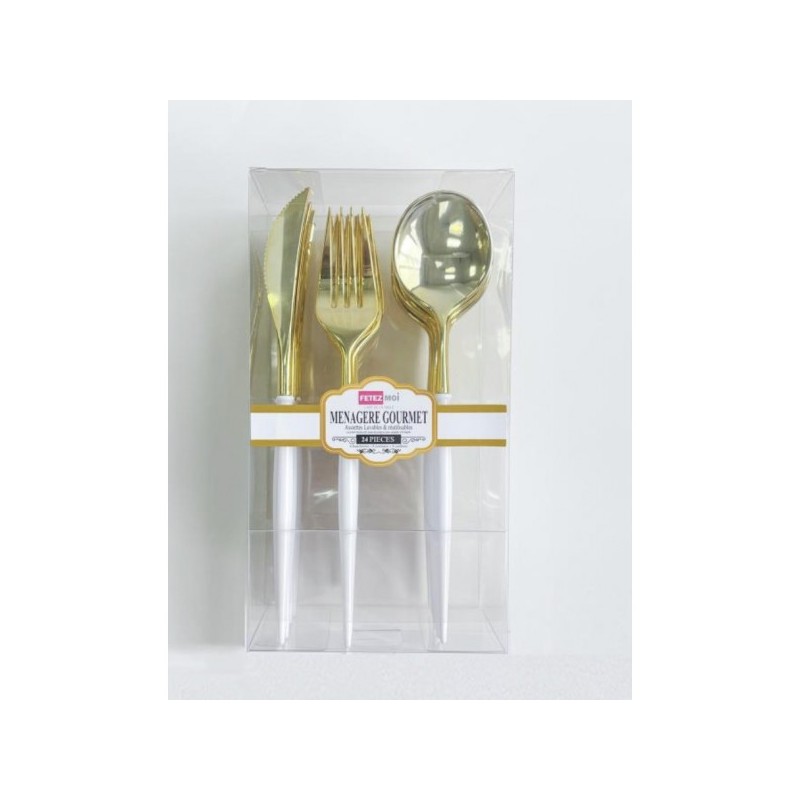 Gourmet-Besteck 24-teilig, gold- und weißfarben