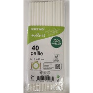 40 Pailles blanches 22x0,60cm, 100% naturel