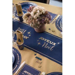 Tischläufer „Joyeux Noël“ 28cm x 3m, Navy Farbe