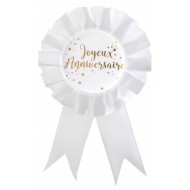 1 coccarda “Joyeux Anniversaire” (Buon compleanno)Ø8cm x 15cm