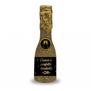 1 Bouteille canon à confettis doré16cm