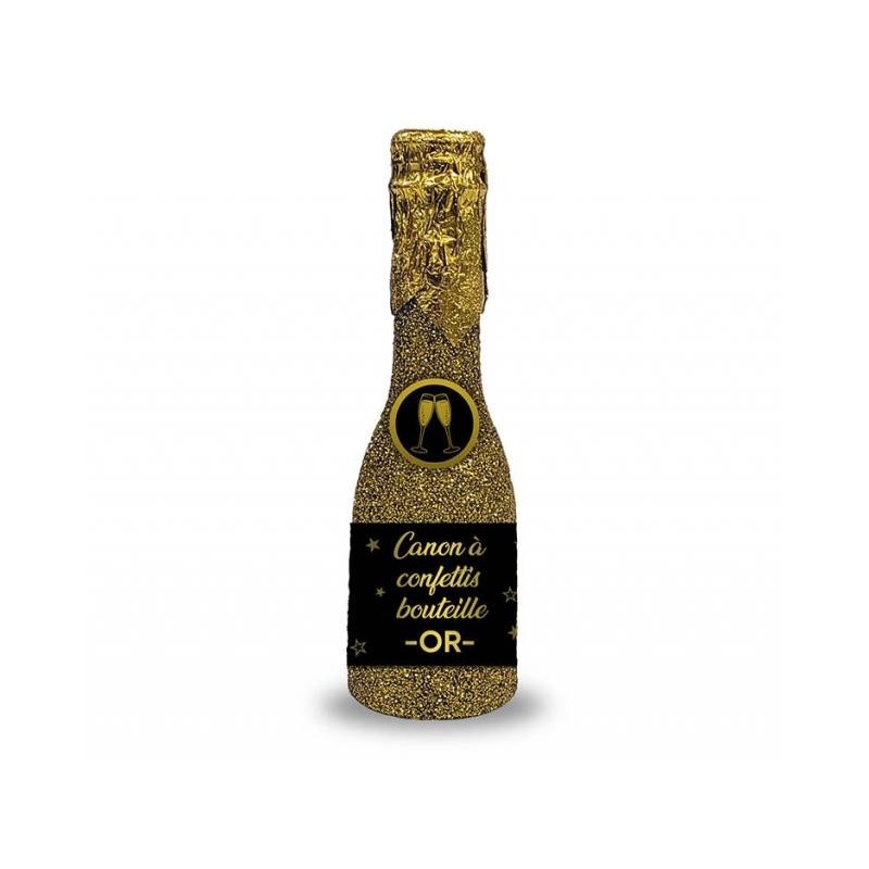 1 Bouteille canon à confettis doré16cm