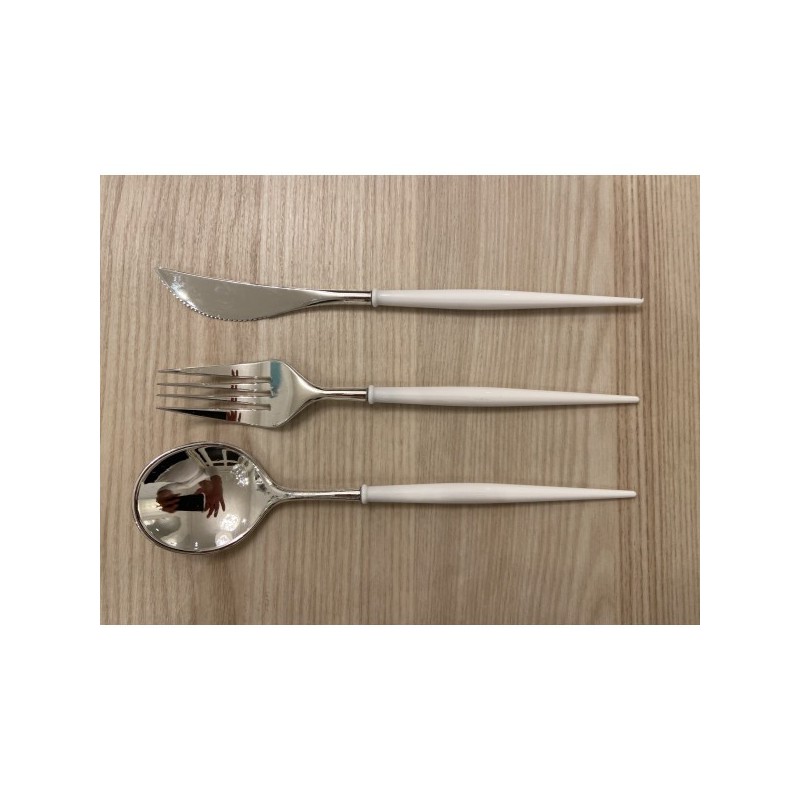 Posate Gourmet 24pz, colore argento e bianco