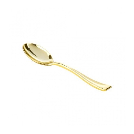 30 Esslöffel, Kunststoff. golden, waschbar und wiederverwendbar