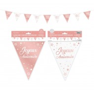 Guirlande fanion joyeux anniversaire, 6 mètres, rose gold