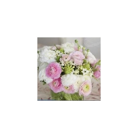 20 Serviettes papier 33x33xcm Bouquet de renoncules
