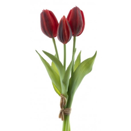 1 Strauß aus 3 Tulpen, künstlich, rot, 25cm