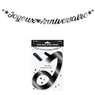 Ghirlanda con lettere metalliche nera 6m “Joyeux Anniversaire”