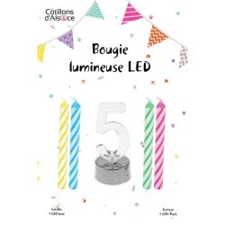 1 blinkende LED-Kerze Nummer 5 + 4 Kerzen