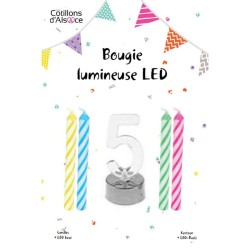 1 Candela LED lampeggiante numero 5 + 4 candele