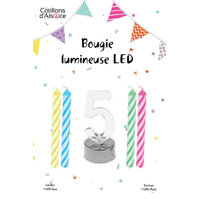 1 blinkende LED-Kerze Nummer 5 + 4 Kerzen