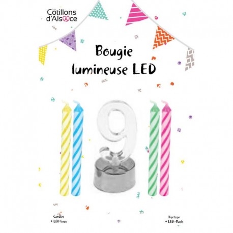1 Candela LED lampeggiante numero 9 + 4 candele