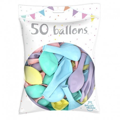 Beutel mit 50 verschiedenen pastellfarbenen Luftballons, ø 26 cm