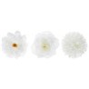 Boîte de 9 fleurs polyester, Ø 7-8-9cm, blanc
